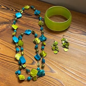 Vibrant Green and Blue Jewelry Set